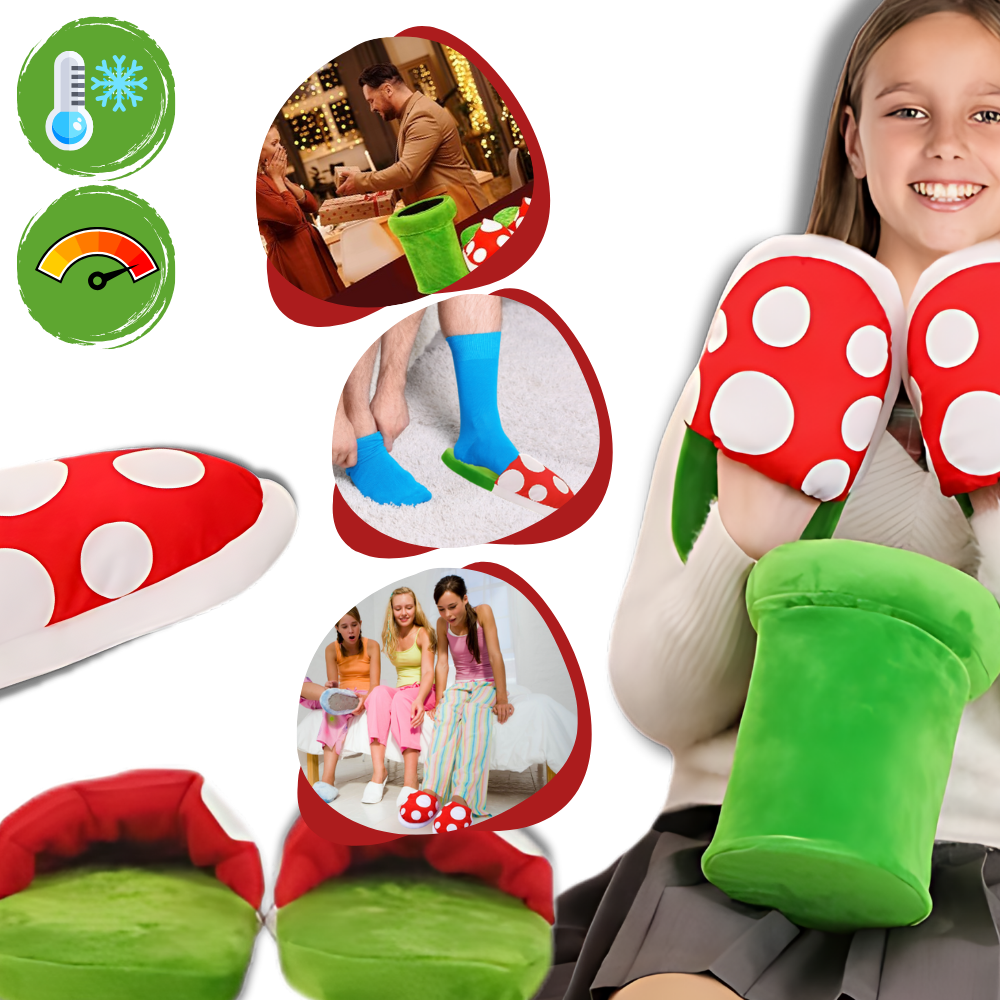 Pantoufles plante piranha de Mario en peluche