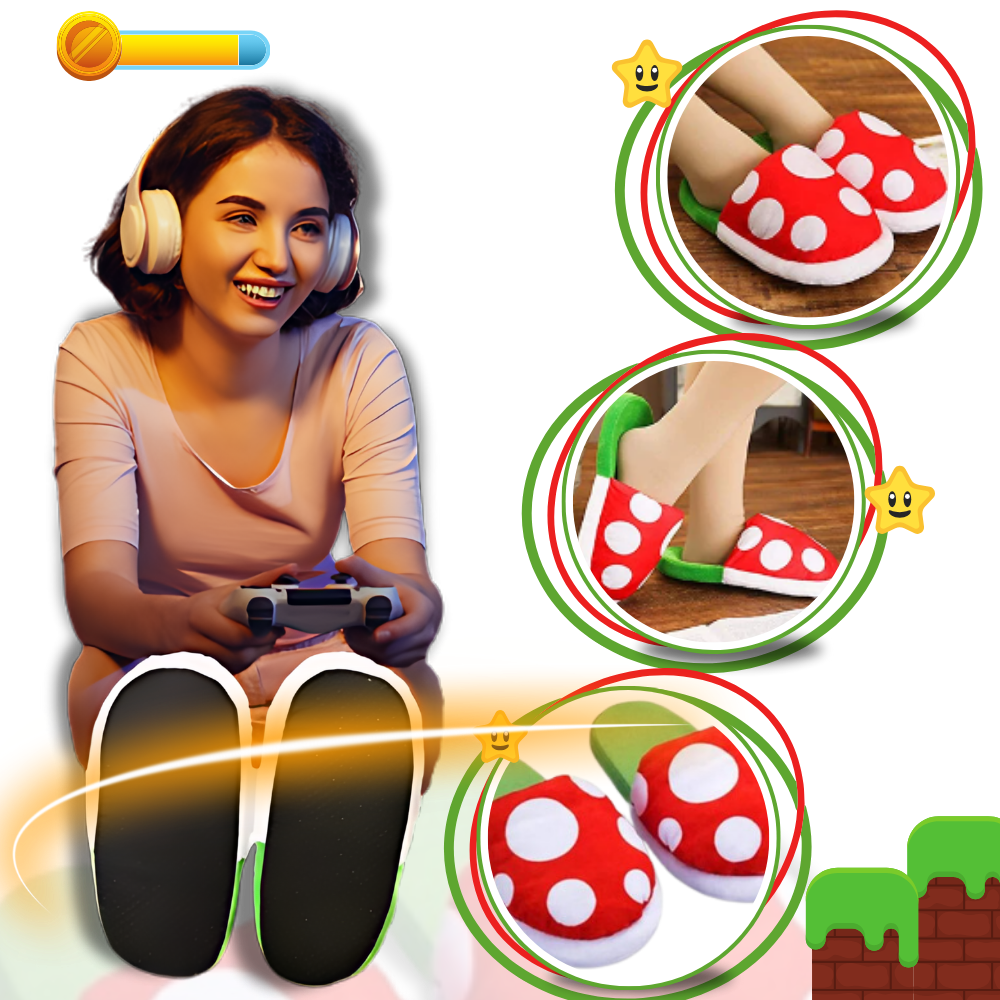 Pantoufles plante piranha de Mario en peluche