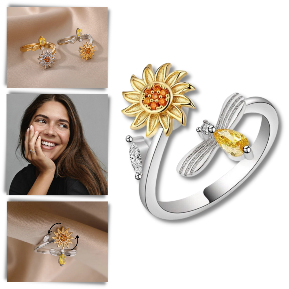 Bague tournesol tournante