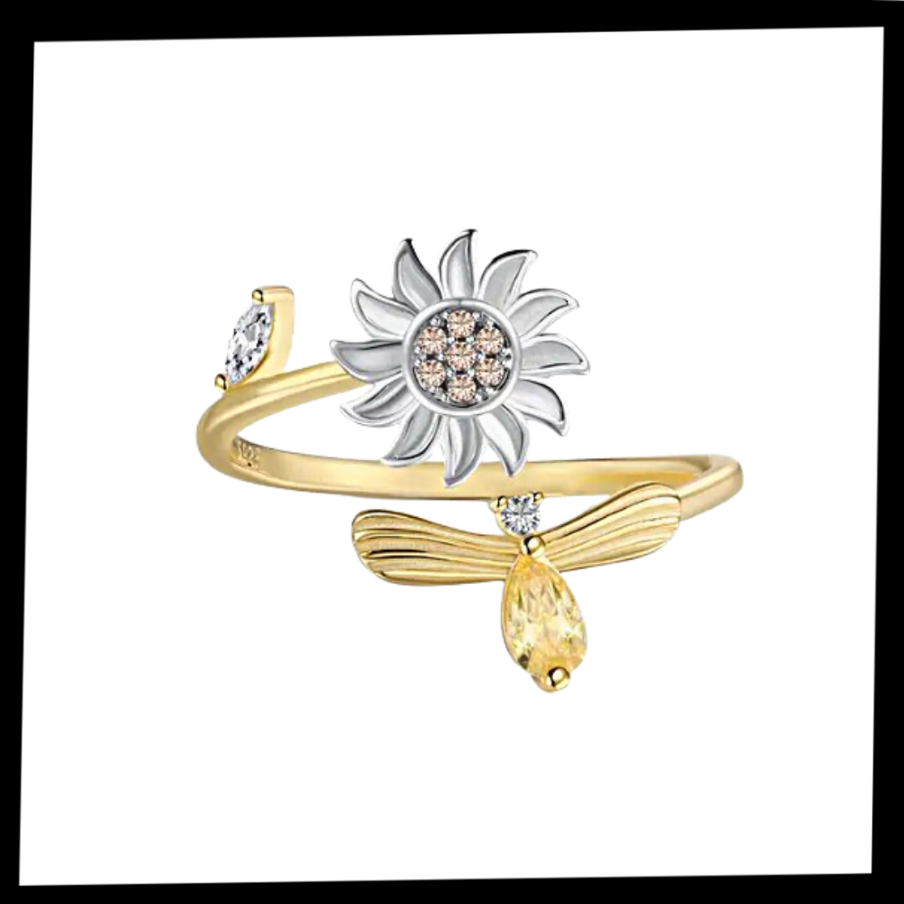 Bague tournesol tournante