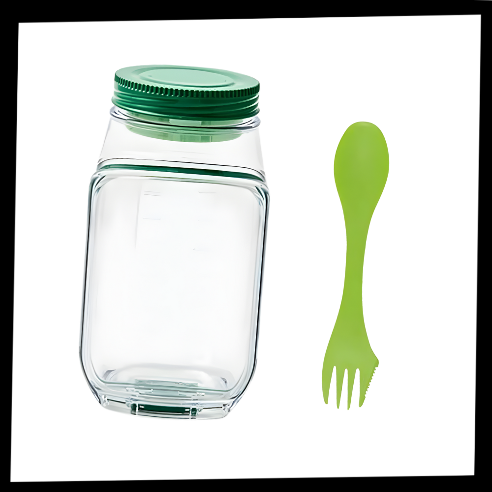 Bocal transparent à salade avec ouverture latérale