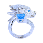 Bague artisanale unique en argent en forme de dragon