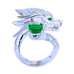 Bague artisanale unique en argent en forme de dragon