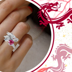 Bague artisanale unique en argent en forme de dragon