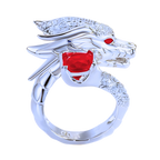 Bague artisanale unique en argent en forme de dragon