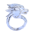 Bague artisanale unique en argent en forme de dragon