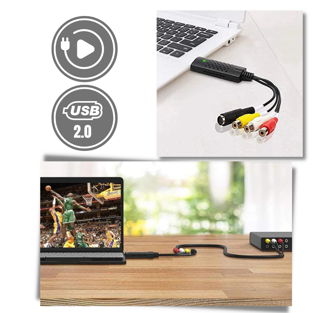 Adaptateur USB 2.0 pour la capture vidéo TV DVD VHS DVR