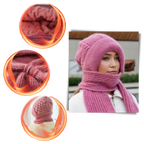 Bonnet à capuche en tricot coupe-vent avec écharpe et protège-oreilles