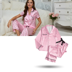 Pyjama satiné rose pour femme