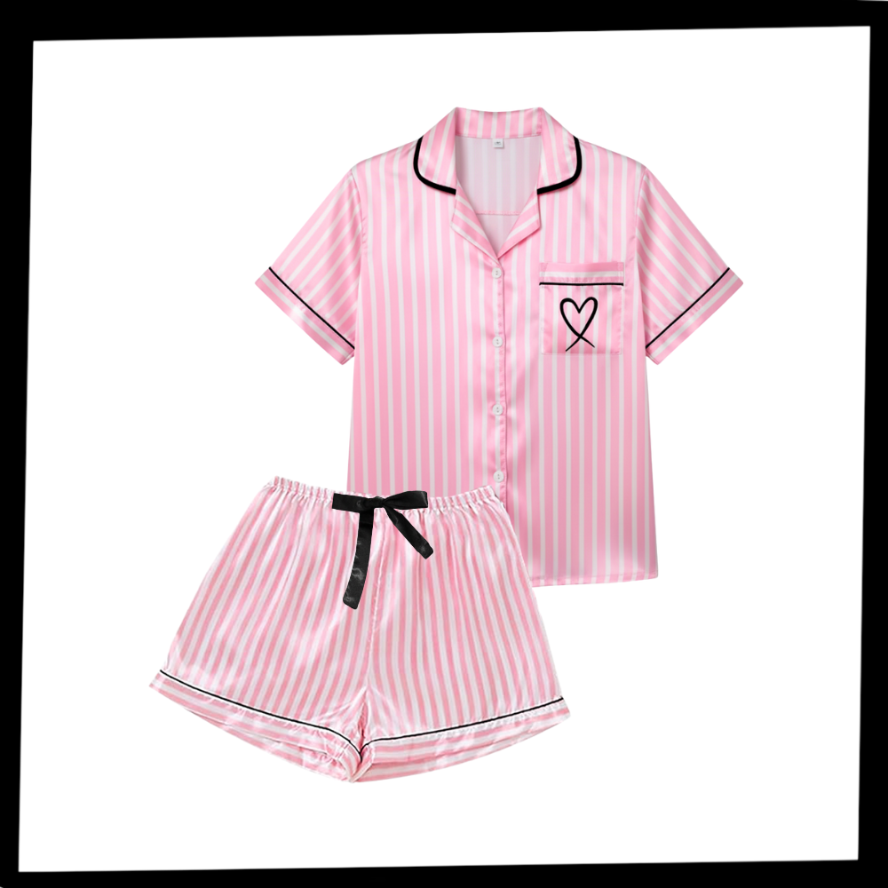 Pyjama satiné rose pour femme