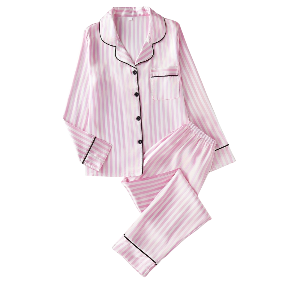 Pyjama satiné rose pour femme