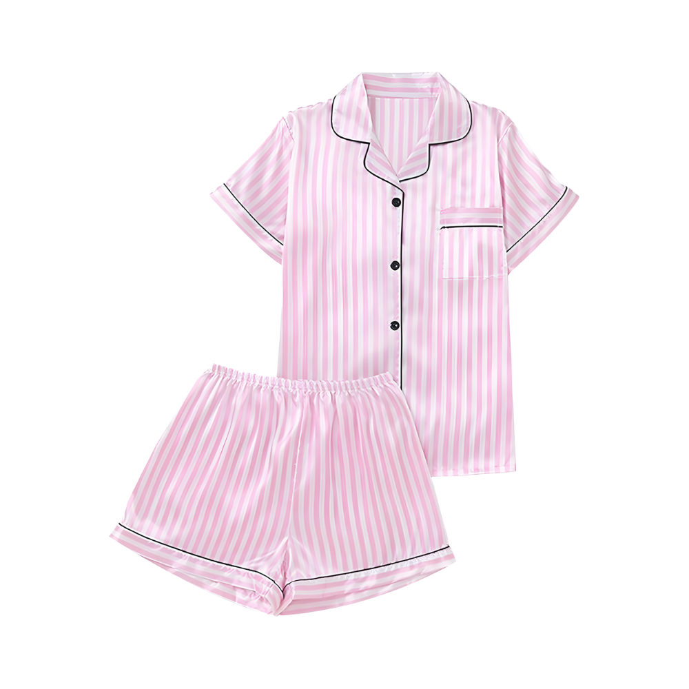 Pyjama satiné rose pour femme