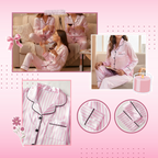 Pyjama satiné rose pour femme