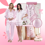 Pyjama satiné rose pour femme