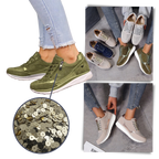 Baskets à semelles compensées avec strass
